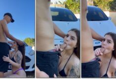 Adriana Marcela, uma mulher atraente, faz sexo oral em um pau ereto