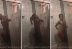 Aline Amorim mostrando tudo em um banho maravilhoso no chuveiro