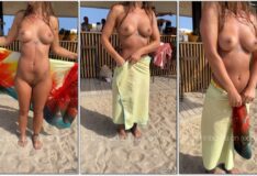 Famosa do OnlyFans fazendo vídeos sensuais em praia movimentada