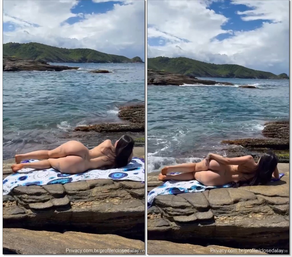 Close da tay Privacidade morena exibindo seu belo corpo na praia