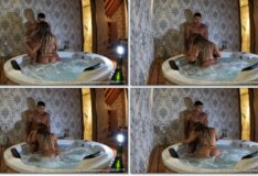 Cristiane Galera está curtindo um momento íntimo com seu parceiro na banheira de hidromassagem