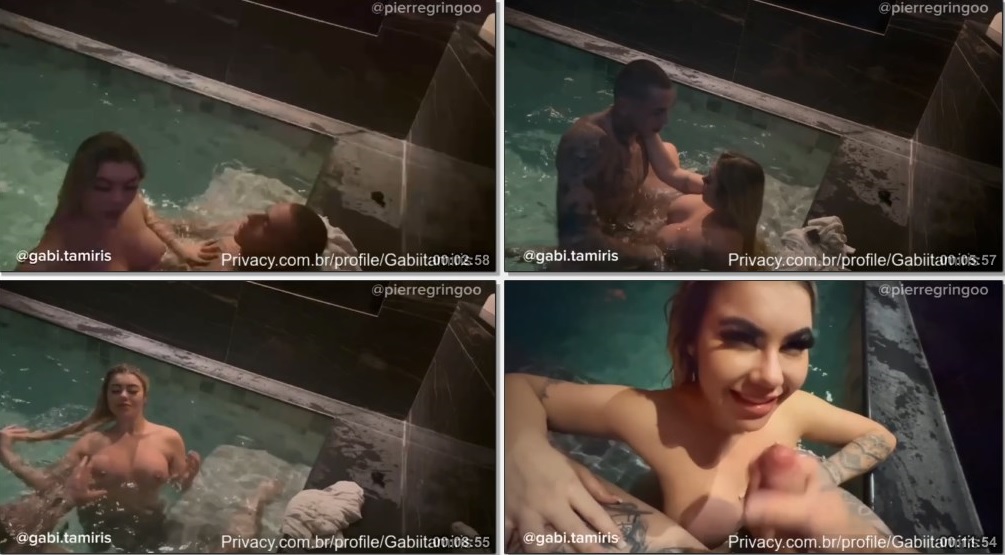 Gabi Tamiris se divertindo com um sexo amador bem quente na piscina