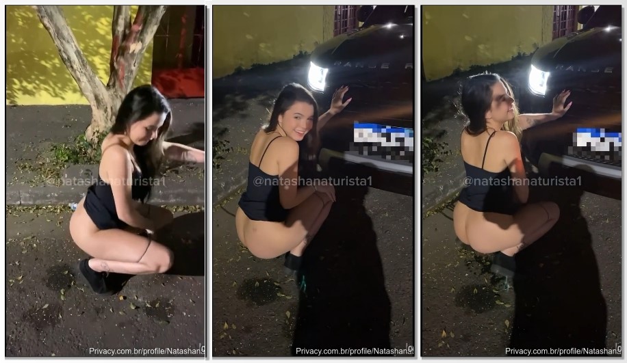 Natasha Naturista é pega fazendo xixi na rua enquanto está bêbada depois da festa