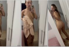 Paloma Piazzi exibindo seu corpo sem roupa em frente ao espelho