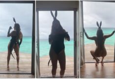 Franscine Lorraene mostrando tudo e dançando em hotel com vista para o mar