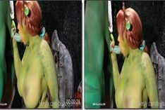 Juliette Michele fazendo cosplay da Fiona e fazendo sexo oral no personagem do Shrek