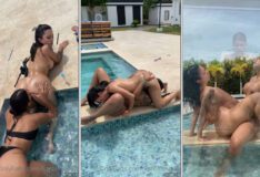 Karol Rosado e sua amiga aproveitam um momento quente na piscina