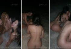 Karol Rosado e suas amigas se divertindo com putaria lésbica na praia durante a noite