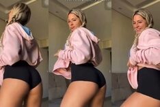 Natalia Valente rebola a bunda de forma bem sensual, usando um shortinho e parecendo muito gostosa