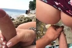 Na praia movimentada, a famosa Arya Holes arrasa fazendo um sexo incrível à vista de todos, levando uma bela gozada no bumbum