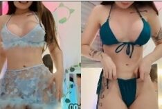 Babi Palomas, uma loira deliciosa e provocante, trocando de roupa e exibindo seu corpo sensual